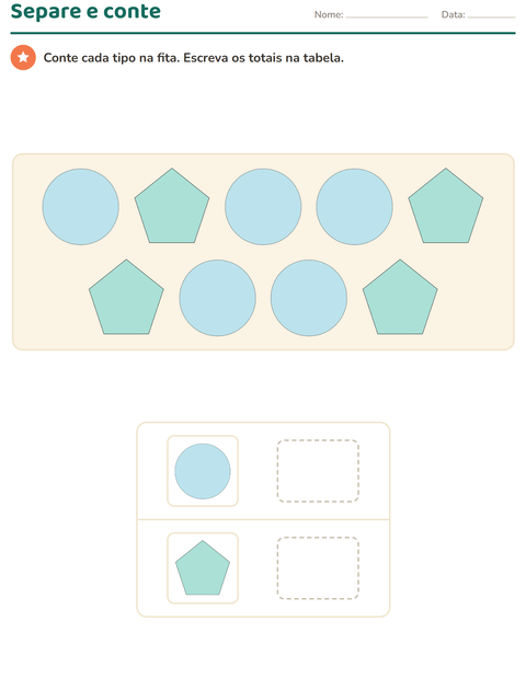 Pré-visualização da ficha de Gráficos e dados com Formas para 1º ano do ensino fundamental