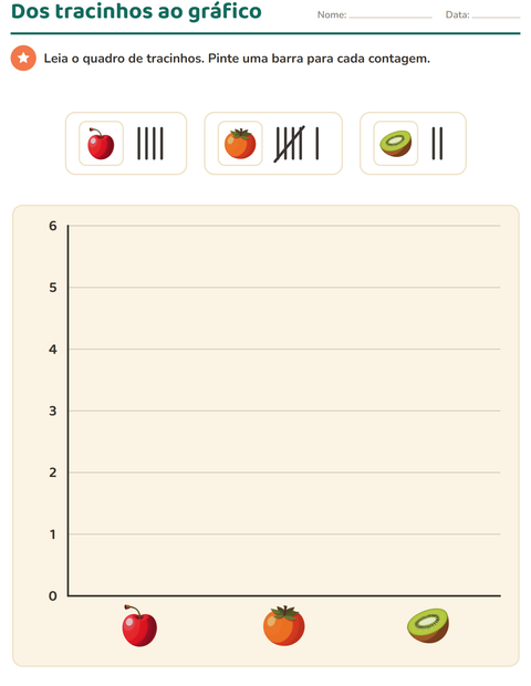 Pré-visualização da ficha de Gráficos e dados com Frutas para 2º ano do ensino fundamental