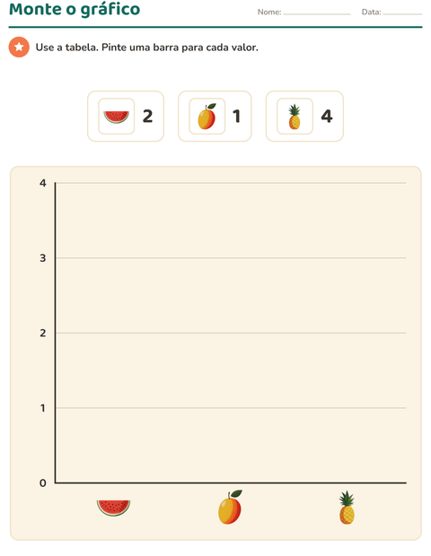 Pré-visualização da ficha de Gráficos e dados com Frutas para 3º ano do ensino fundamental