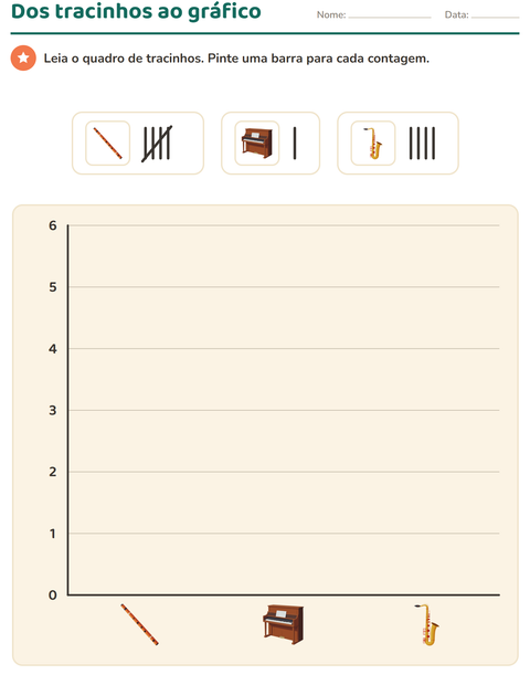 Pré-visualização da ficha de Gráficos e dados com Música para 2º ano do ensino fundamental