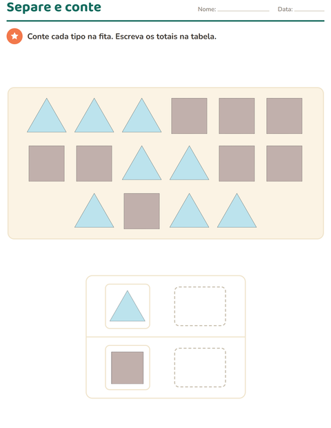 Pré-visualização da ficha de Gráficos e dados com Formas para 1º ano do ensino fundamental