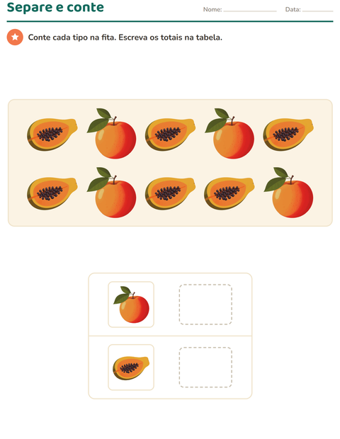 Pré-visualização da ficha de Gráficos e dados com Frutas para 1º ano do ensino fundamental