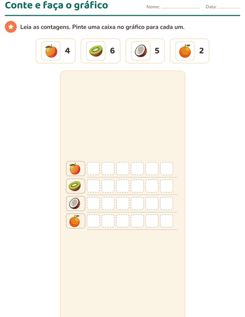 Pré-visualização da ficha de Gráficos e dados com Frutas para 1º ano do ensino fundamental
