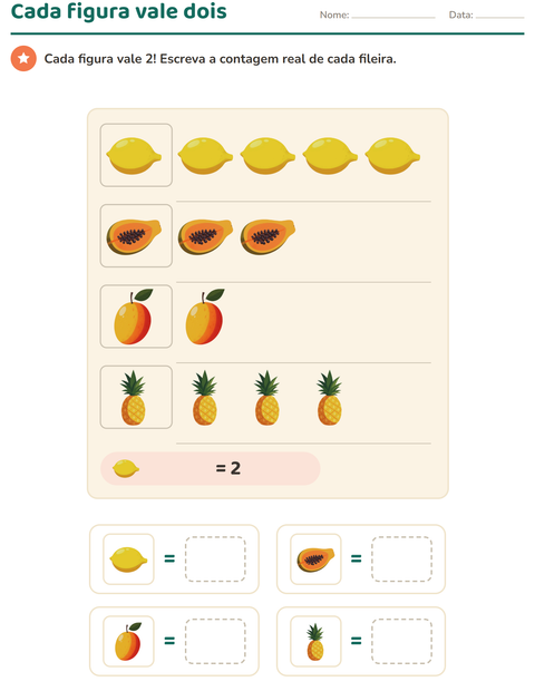 Pré-visualização da ficha de Gráficos e dados com Frutas para 2º ano do ensino fundamental