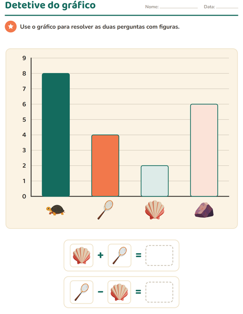 Pré-visualização da ficha de Gráficos e dados com Praia para 2º ano do ensino fundamental