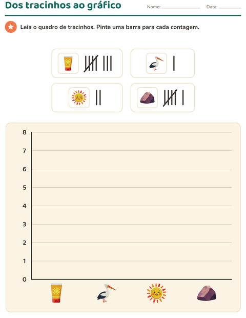 Pré-visualização da ficha de Gráficos e dados com Praia para 2º ano do ensino fundamental