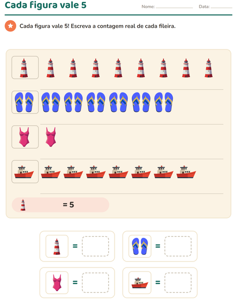 Pré-visualização da ficha de Gráficos e dados com Praia para 3º ano do ensino fundamental