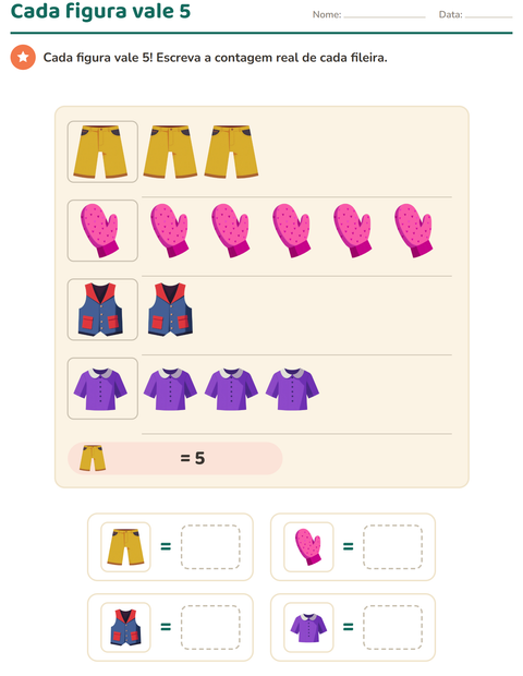 Pré-visualização da ficha de Gráficos e dados com Roupas para 3º ano do ensino fundamental