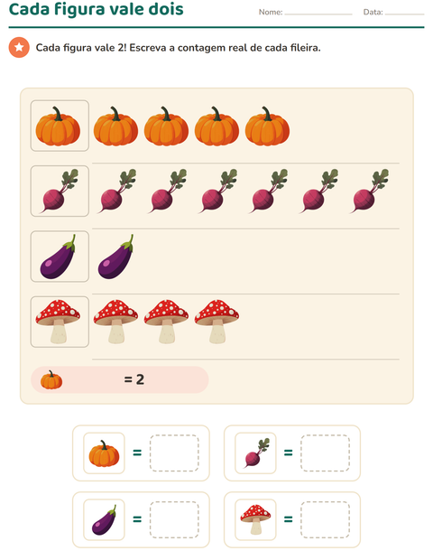 Pré-visualização da ficha de Gráficos e dados com Vegetais para 2º ano do ensino fundamental