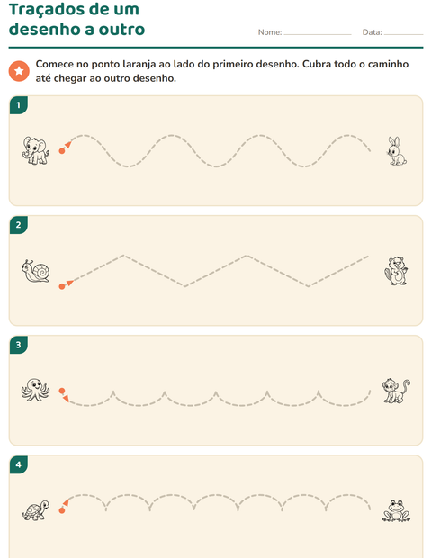 Pré-visualização da ficha de Grafismo e traçados com Animais PB para Educação infantil (pré-escola, 5-7 anos)