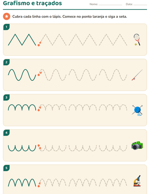 Pré-visualização da ficha de Grafismo e traçados com Atividades para Educação infantil (pré-escola, 5-7 anos)