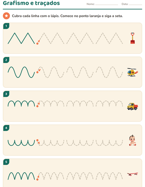 Pré-visualização da ficha de Grafismo e traçados com Brinquedos para Educação infantil (pré-escola, 5-7 anos)