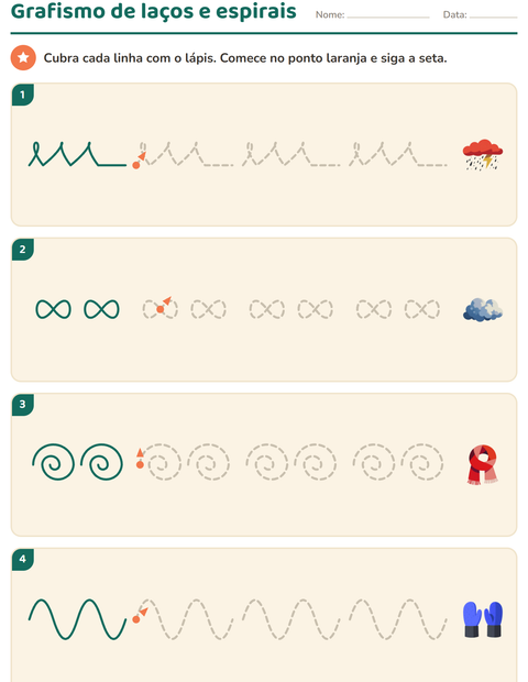 Pré-visualização da ficha de Grafismo e traçados com Clima para Educação infantil (pré-escola, 5-7 anos)