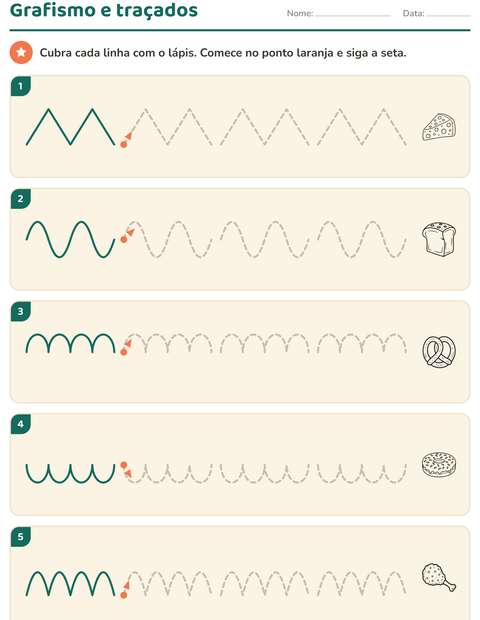 Pré-visualização da ficha de Grafismo e traçados com Comida PB 2 para Educação infantil (pré-escola, 5-7 anos)