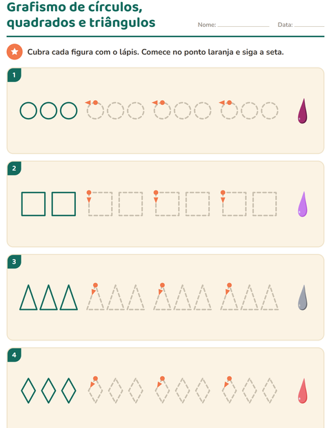 Pré-visualização da ficha de Grafismo e traçados com Cores para Educação infantil (pré-escola, 5-7 anos)