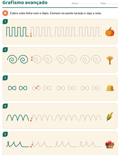 Pré-visualização da ficha de Grafismo e traçados com Dia de Ação de Graças para Educação infantil (pré-escola, 5-7 anos)