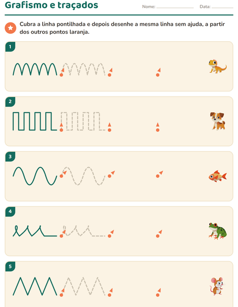 Pré-visualização da ficha de Grafismo e traçados com Animais de estimação para Educação infantil (pré-escola, 5-7 anos)