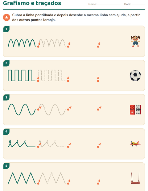 Pré-visualização da ficha de Grafismo e traçados com Brinquedos para Educação infantil (pré-escola, 5-7 anos)