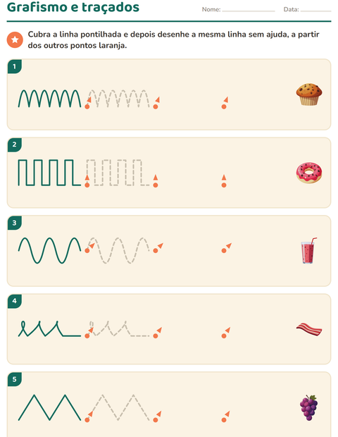 Pré-visualização da ficha de Grafismo e traçados com Café da manhã para Educação infantil (pré-escola, 5-7 anos)