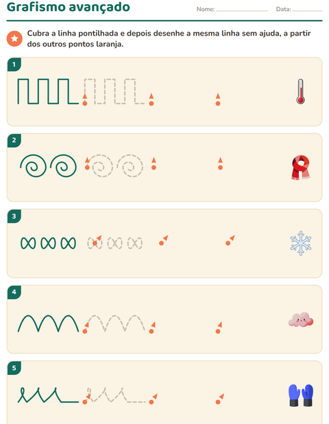 Pré-visualização da ficha de Grafismo e traçados com Clima para Educação infantil (pré-escola, 5-7 anos)