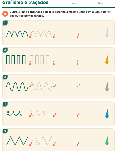 Pré-visualização da ficha de Grafismo e traçados com Cores para Educação infantil (pré-escola, 5-7 anos)