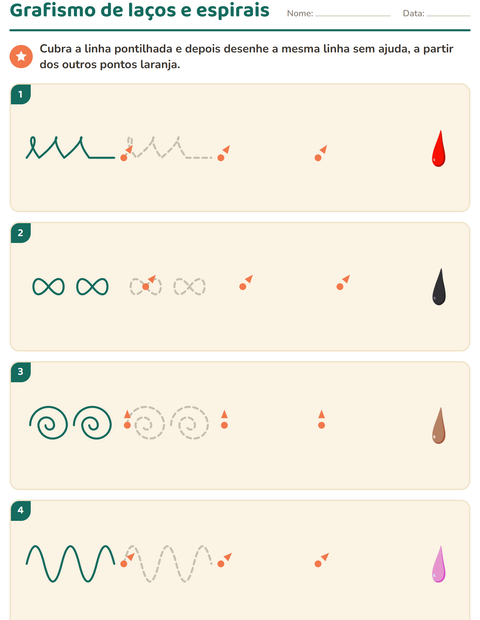 Pré-visualização da ficha de Grafismo e traçados com Cores para Educação infantil (pré-escola, 5-7 anos)