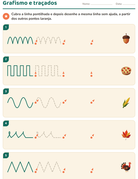 Pré-visualização da ficha de Grafismo e traçados com Dia de Ação de Graças para Educação infantil (pré-escola, 5-7 anos)