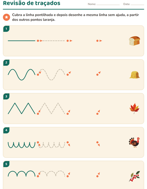 Pré-visualização da ficha de Grafismo e traçados com Dia de Ação de Graças para Educação infantil (pré-escola, 5-7 anos)