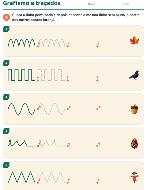 Pré-visualização da ficha de Grafismo e traçados com Diversos para Educação infantil (pré-escola, 5-7 anos)