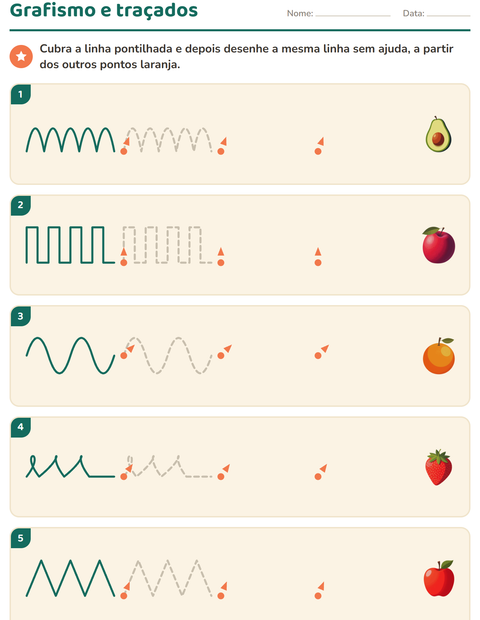 Pré-visualização da ficha de Grafismo e traçados com Frutas para Educação infantil (pré-escola, 5-7 anos)