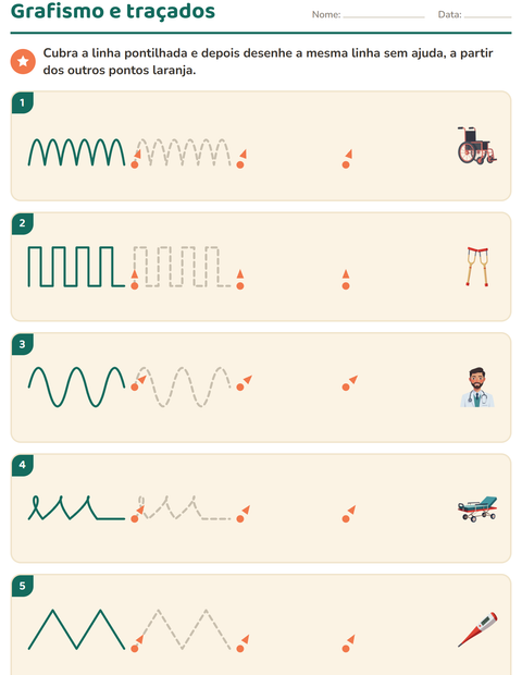 Pré-visualização da ficha de Grafismo e traçados com Hospital para Educação infantil (pré-escola, 5-7 anos)