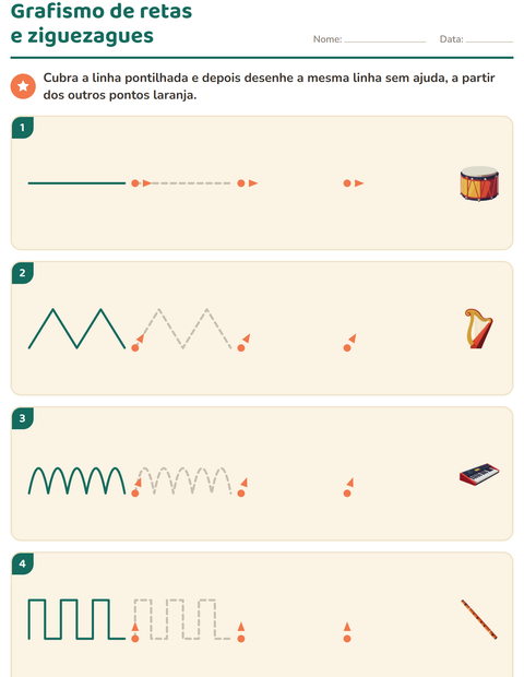 Pré-visualização da ficha de Grafismo e traçados com Música para Educação infantil (pré-escola, 5-7 anos)