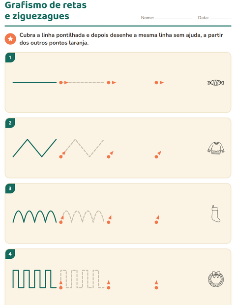Pré-visualização da ficha de Grafismo e traçados com Natal P&B para Educação infantil (pré-escola, 5-7 anos)