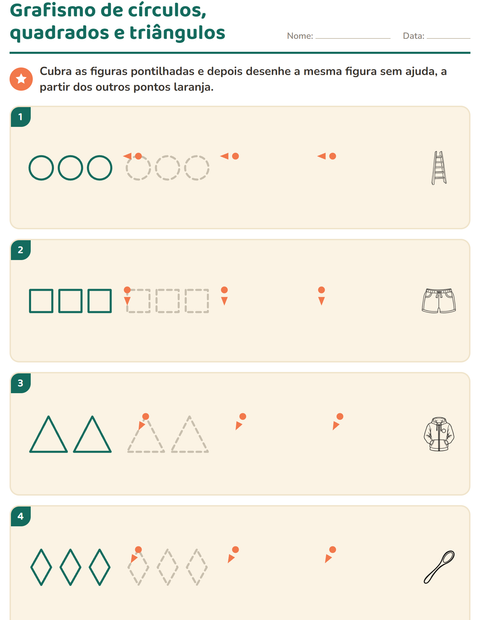 Pré-visualização da ficha de Grafismo e traçados com Objetos PB para Educação infantil (pré-escola, 5-7 anos)