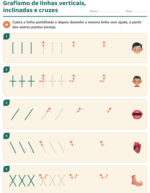 Pré-visualização da ficha de Grafismo e traçados com Partes do corpo para Educação infantil (pré-escola, 5-7 anos)