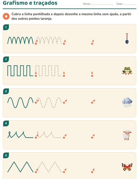 Pré-visualização da ficha de Grafismo e traçados com Primavera para Educação infantil (pré-escola, 5-7 anos)