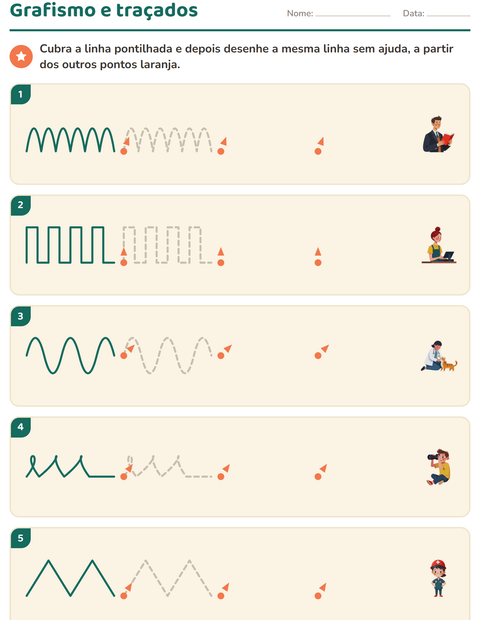 Pré-visualização da ficha de Grafismo e traçados com Profissões para Educação infantil (pré-escola, 5-7 anos)