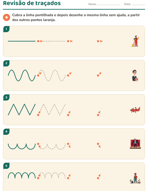 Pré-visualização da ficha de Grafismo e traçados com Profissões para Educação infantil (pré-escola, 5-7 anos)