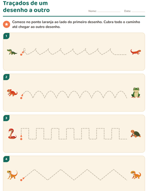 Pré-visualização da ficha de Grafismo e traçados com Répteis e anfíbios para Educação infantil (pré-escola, 5-7 anos)