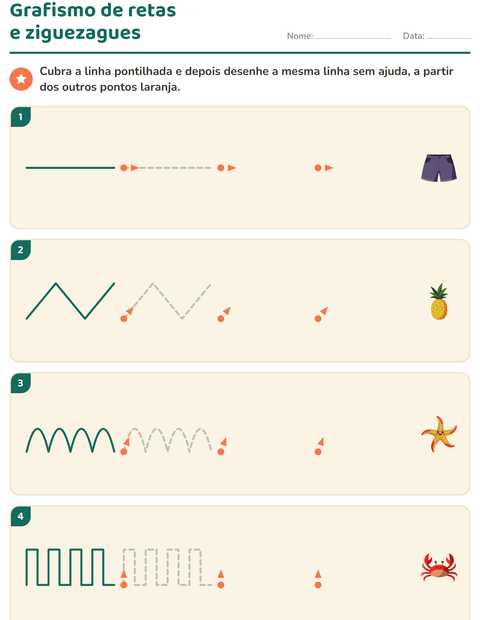 Pré-visualização da ficha de Grafismo e traçados com Verão para Educação infantil (pré-escola, 5-7 anos)