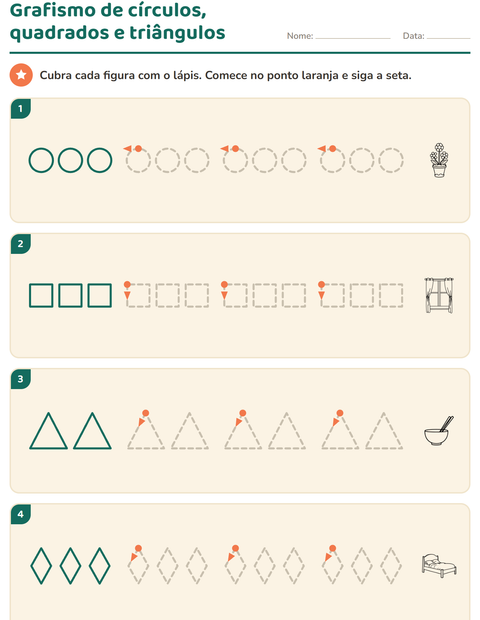 Pré-visualização da ficha de Grafismo e traçados com Doméstico PB para Educação infantil (pré-escola, 5-7 anos)