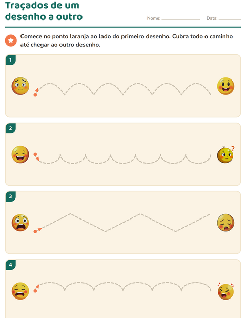 Pré-visualização da ficha de Grafismo e traçados com Emoções para Educação infantil (pré-escola, 5-7 anos)