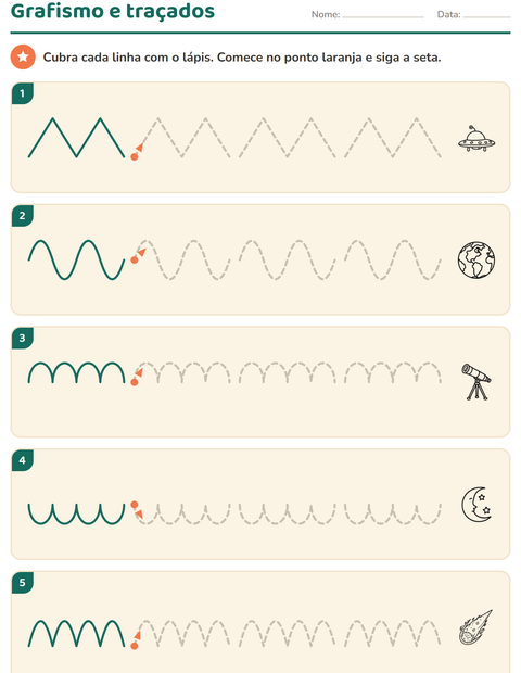 Pré-visualização da ficha de Grafismo e traçados com Espaço PB para Educação infantil (pré-escola, 5-7 anos)