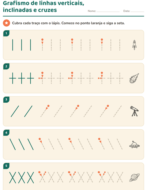 Pré-visualização da ficha de Grafismo e traçados com Espaço PB para Educação infantil (pré-escola, 5-7 anos)