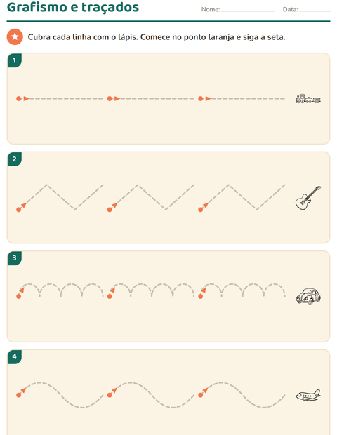 Pré-visualização da ficha de Grafismo e traçados com Brinquedos PB para Educação infantil (pré-escola, 5-7 anos)