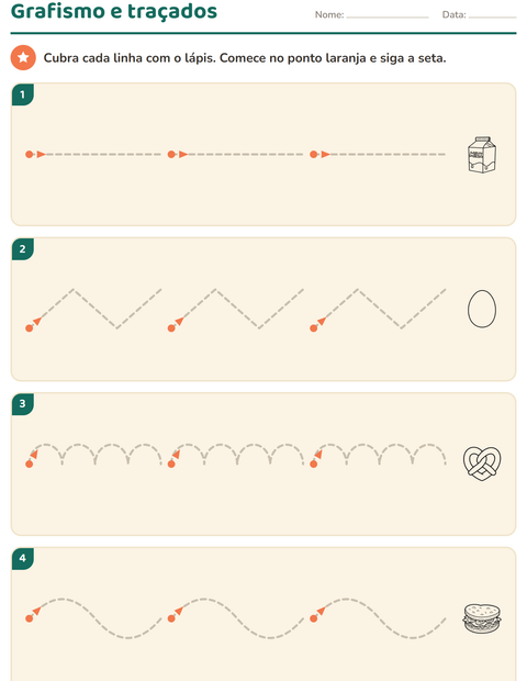 Pré-visualização da ficha de Grafismo e traçados com Comida PB 3 para Educação infantil (pré-escola, 5-7 anos)