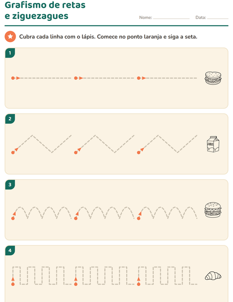 Pré-visualização da ficha de Grafismo e traçados com Comida PB 3 para Educação infantil (pré-escola, 5-7 anos)