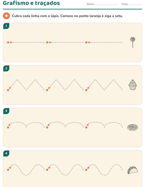 Pré-visualização da ficha de Grafismo e traçados com Comida PB para Educação infantil (pré-escola, 5-7 anos)