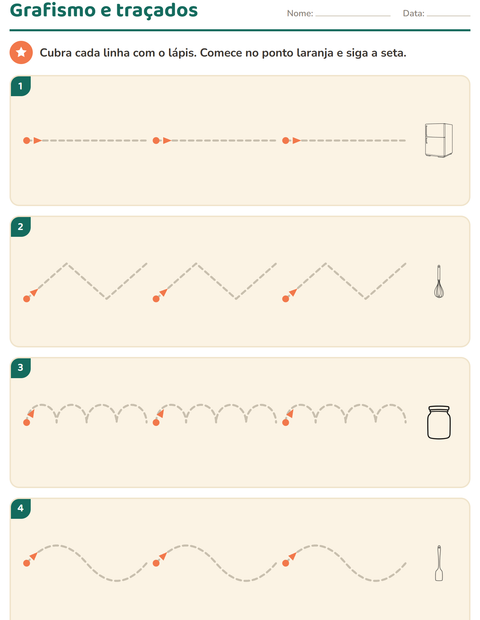 Pré-visualização da ficha de Grafismo e traçados com Cozinha PB para Educação infantil (pré-escola, 5-7 anos)