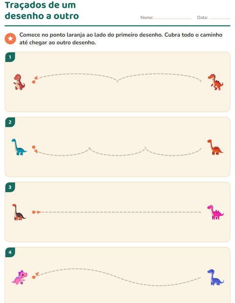 Pré-visualização da ficha de Grafismo e traçados com Dinossauros para Educação infantil (pré-escola, 5-7 anos)